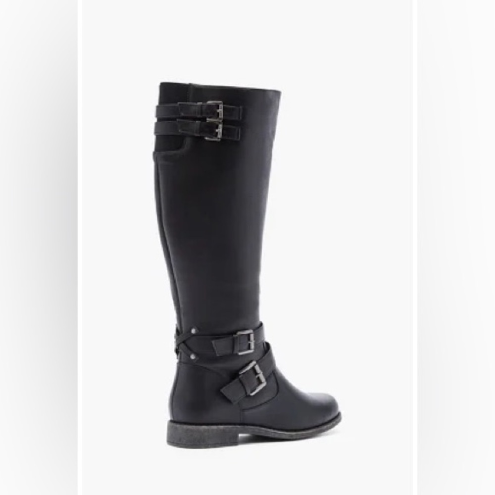 NWT Black Knee-High Buckle Boots